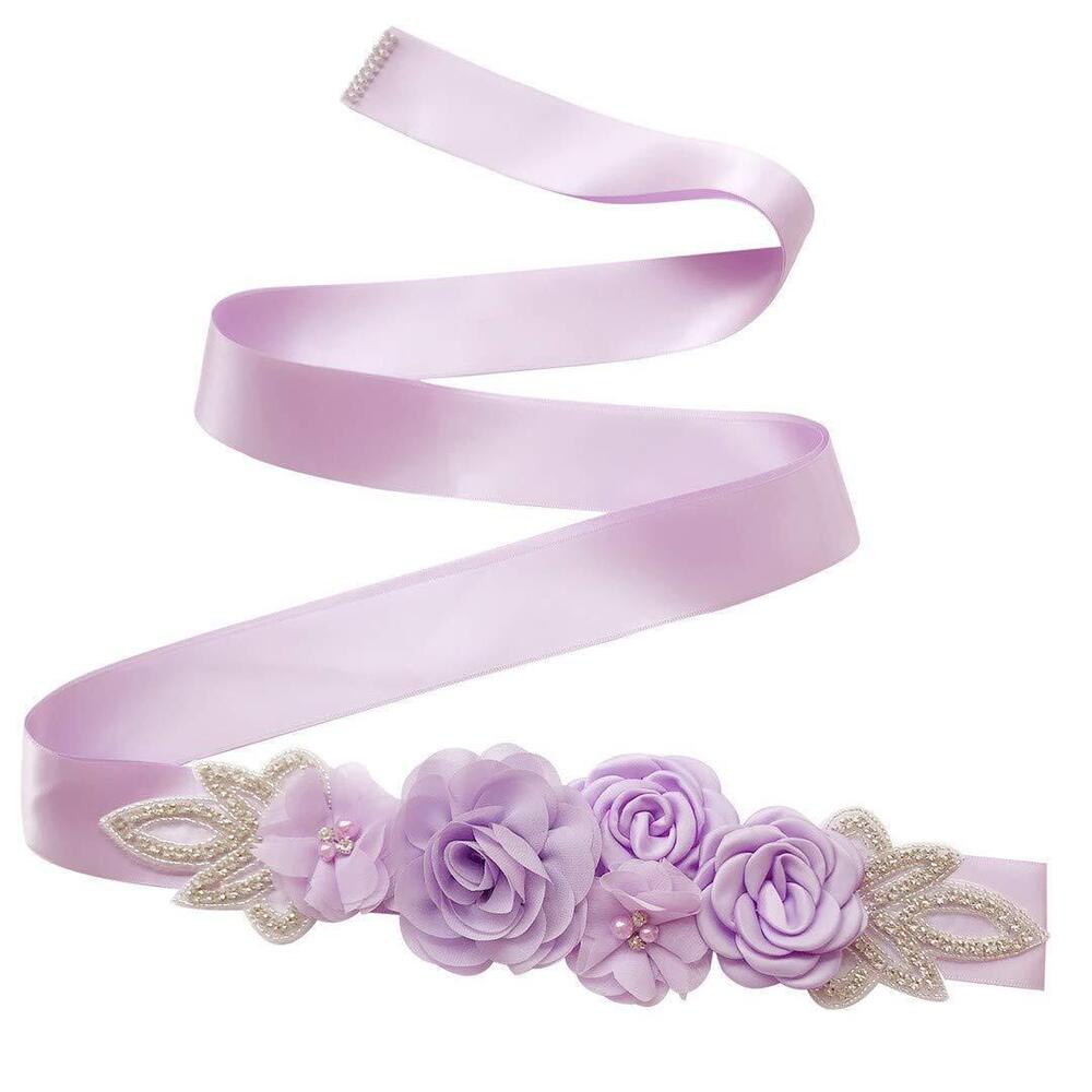 2017 Baby Shower Rose Belts Handmade Floral with Pearls Satin Ribbon